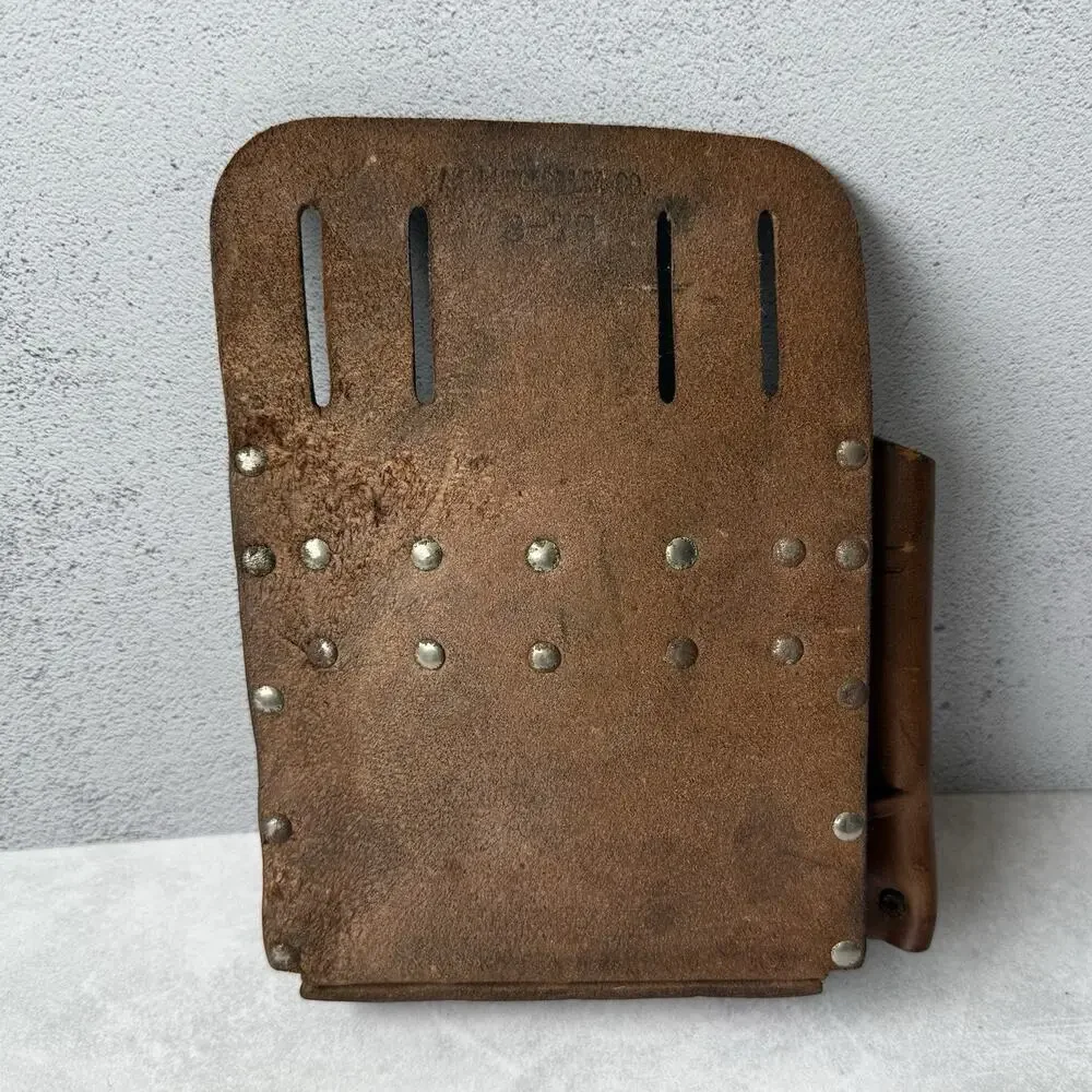 Vintage Leather Tool Pouch Bell System D Telephone Lineman Handyman Belt Loops